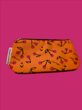 4/$67 Deal! Clinique Orange Cosmetic Bag with Pink Cherry Motif